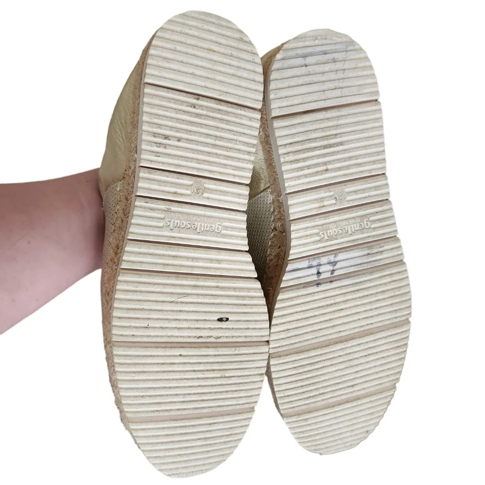Gentle Souls Lara A Line Gold Metallic Leather Espadrilles 8.5